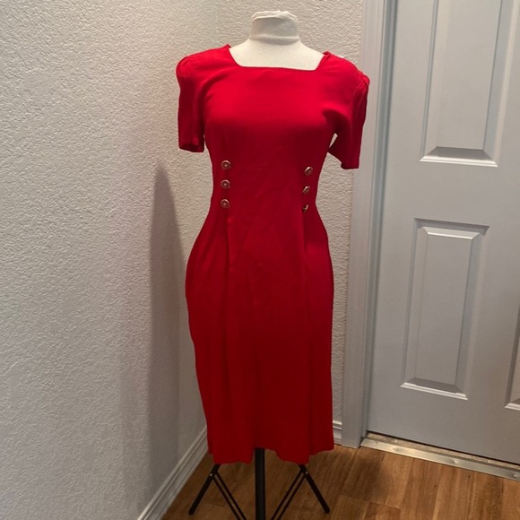My Michelle Dresses & Skirts - My Michelle Vintage Red Short Sleeve Midi Dress EUC Sz 5/6 Juniors Rayon